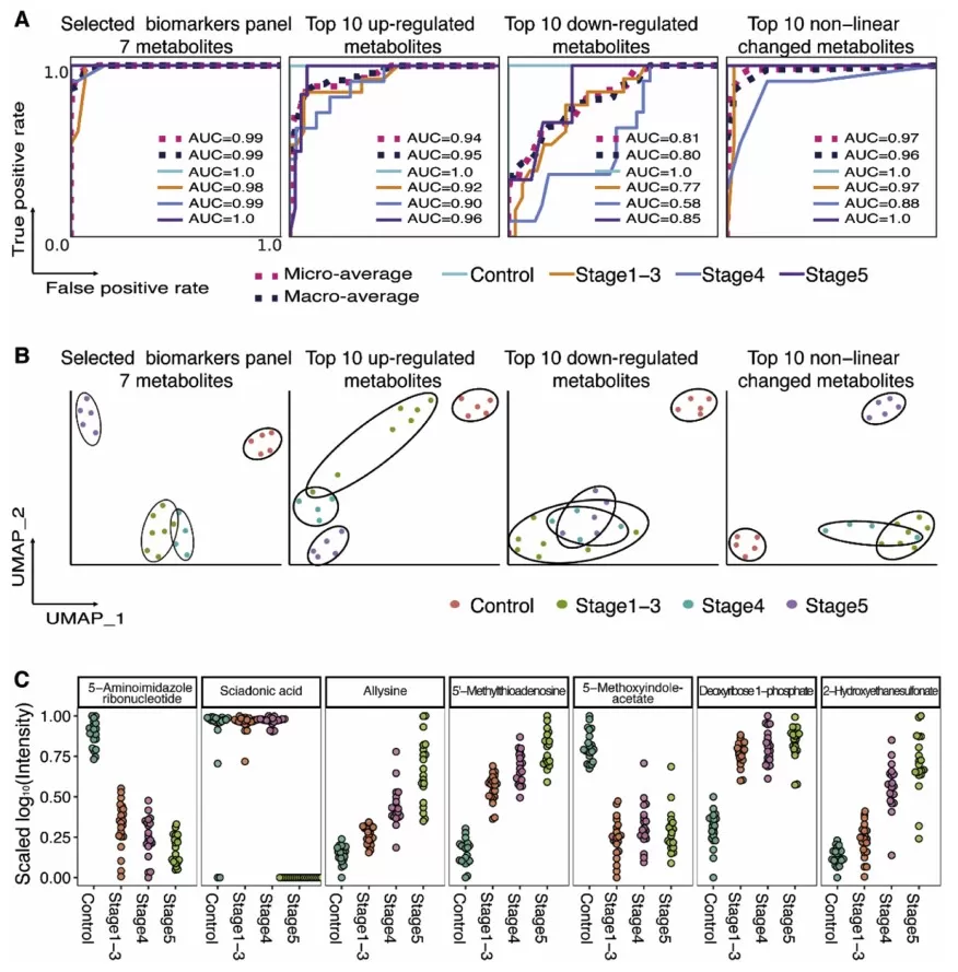 Predicting different stages of CKD using different combination of metabolites